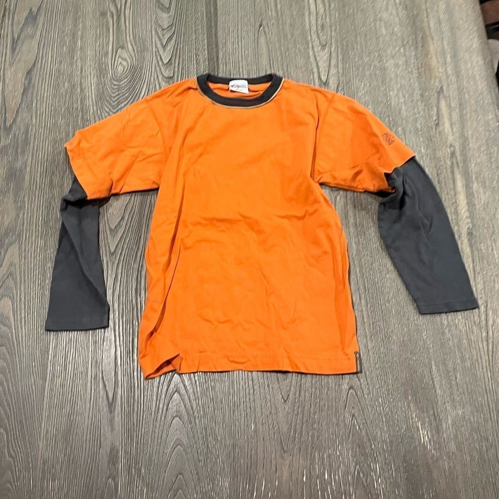 Columbia Kids Orange Gray Long Sleeve T-Shirt Size M